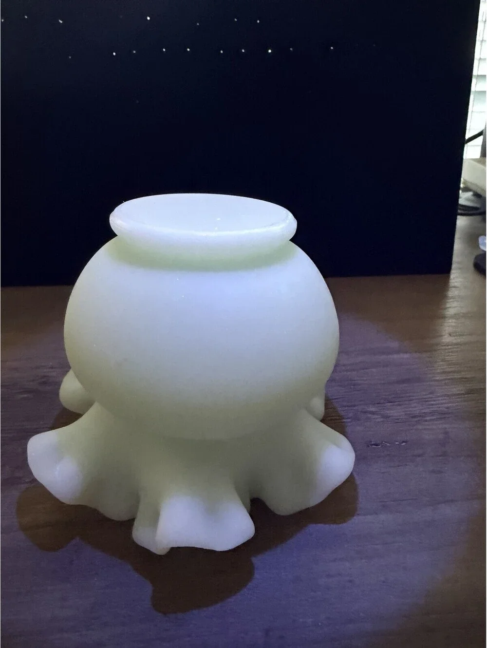 VINTAGE FENTON Satin Milk Glass Ruffle Vase 4”